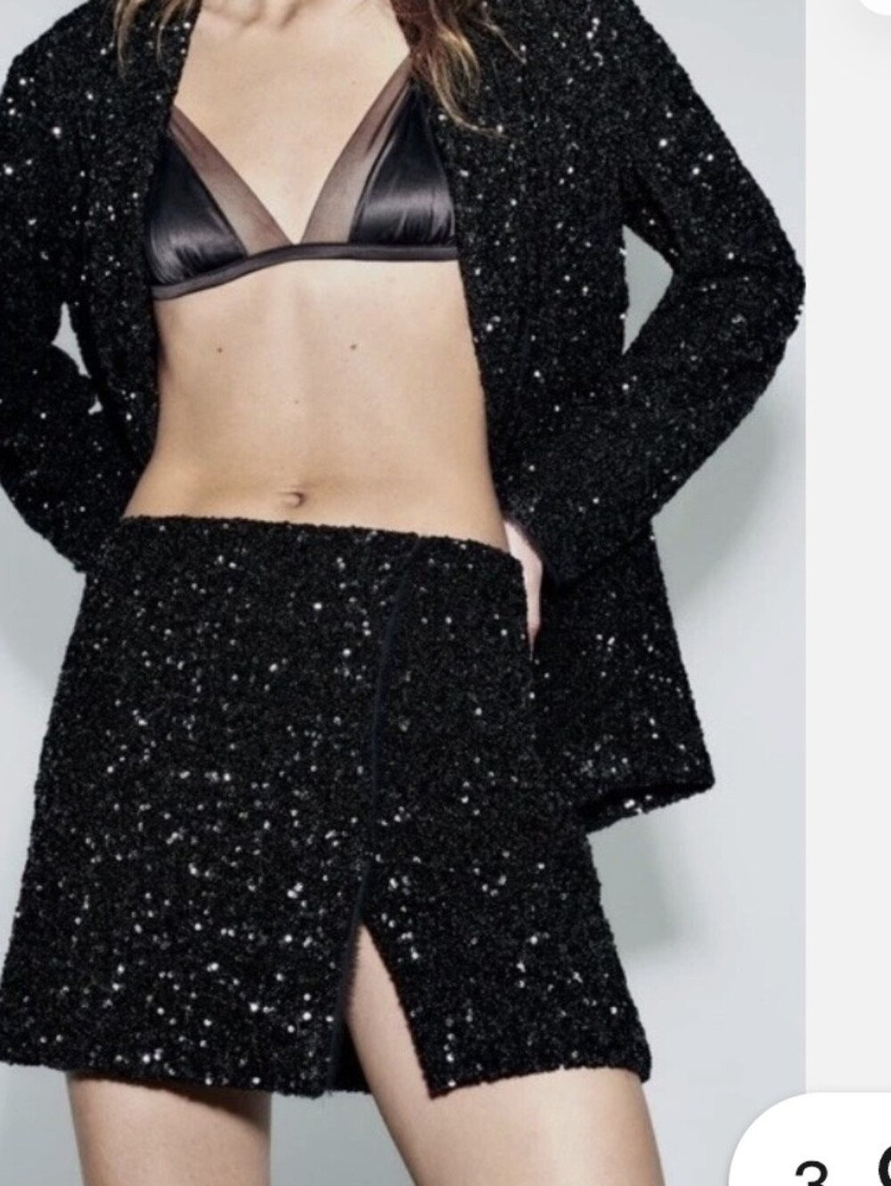 Zara-S-Black Sequin Mini Skirt
